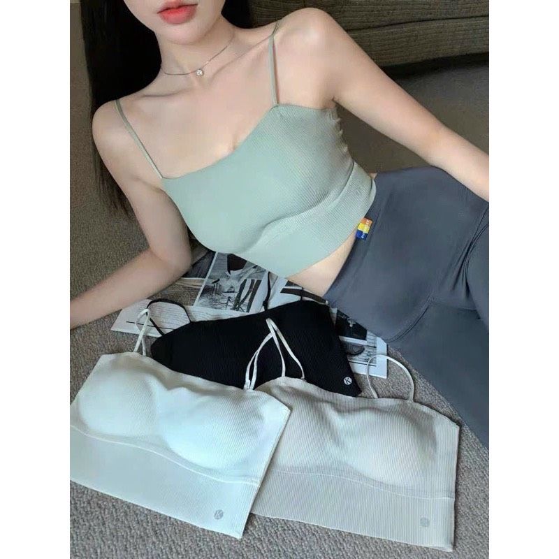  B106-Áo Bra Nữ cotton tăm, trơn basic,2 dây dáng ngắn croptop, hàng QC hot trend 