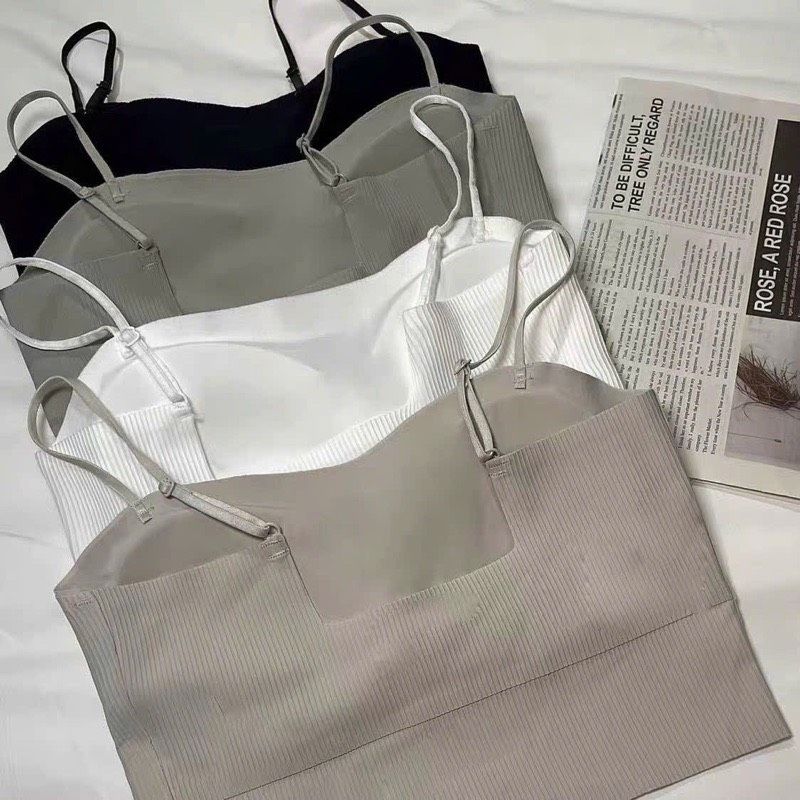  B106-Áo Bra Nữ cotton tăm, trơn basic,2 dây dáng ngắn croptop, hàng QC hot trend 