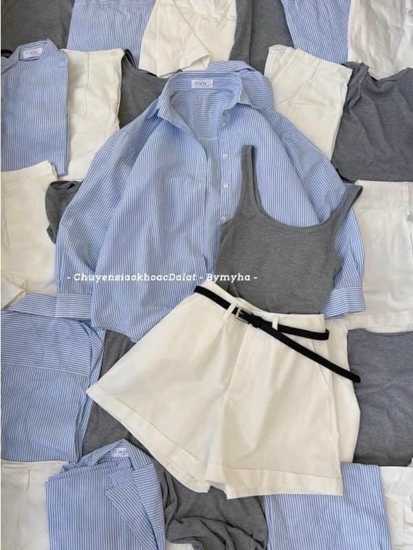 Set sơ mi kẻ tặng kèm đai B57 
