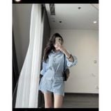  B109-Set sơmi mix chân váy kiểu MiXi siu đẹp hàng QC loại 1 