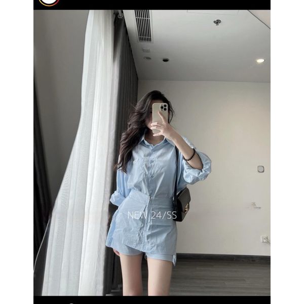  B109-Set sơmi mix chân váy kiểu MiXi siu đẹp hàng QC loại 1 