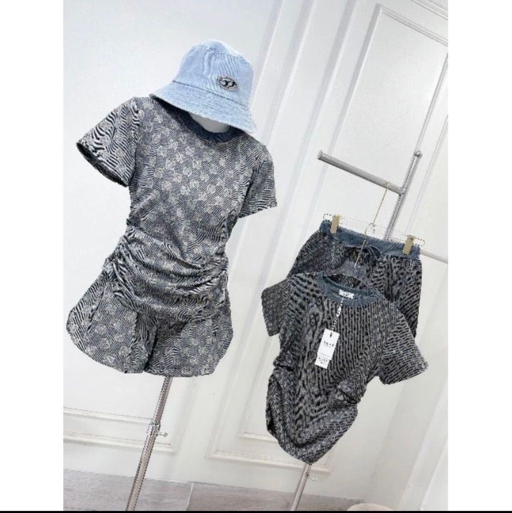  Bộ cộc tay ghi áo nhún eo LV H17 