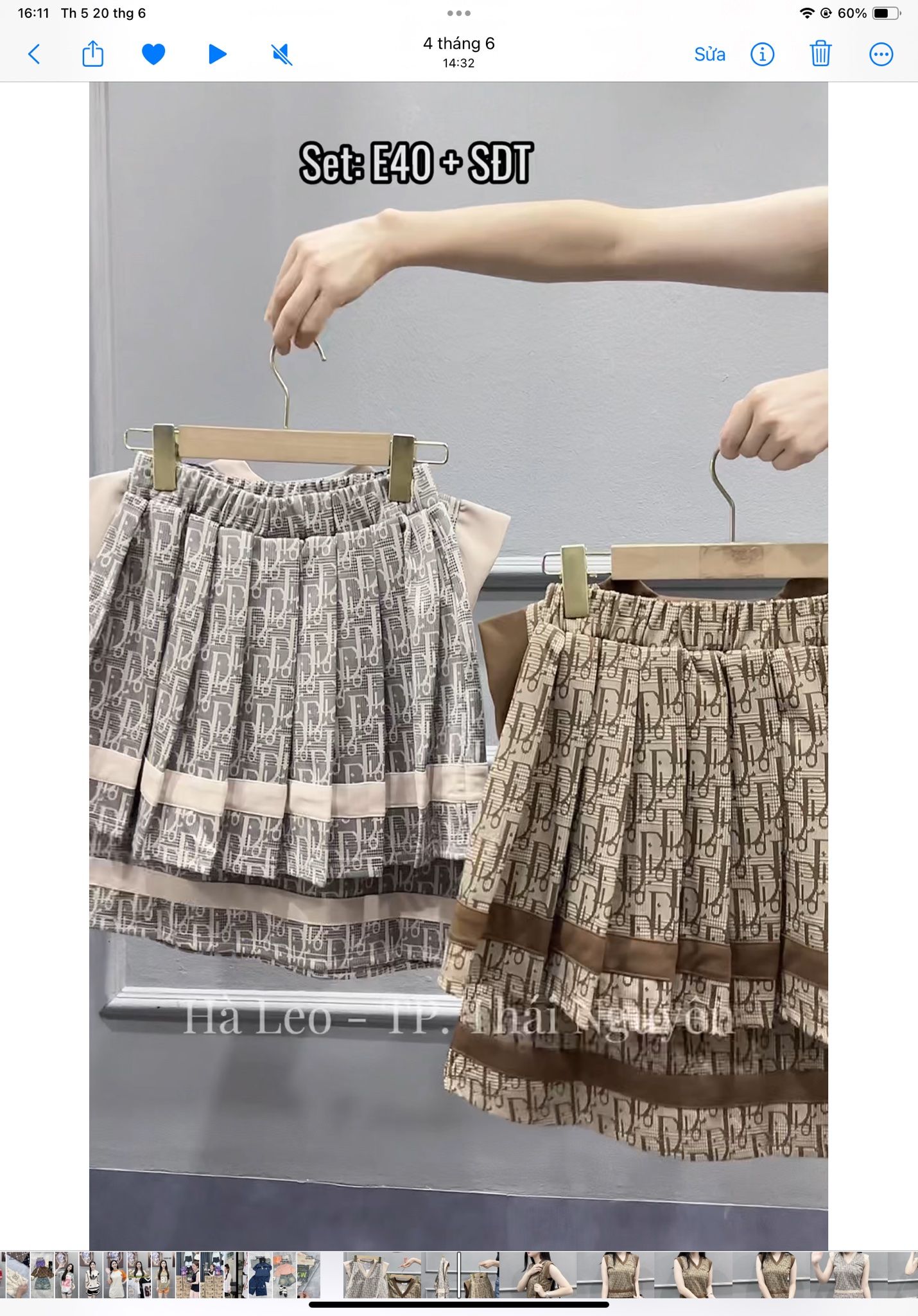  Set bộ DR chân váy xếp li E40 (40-60kg) 