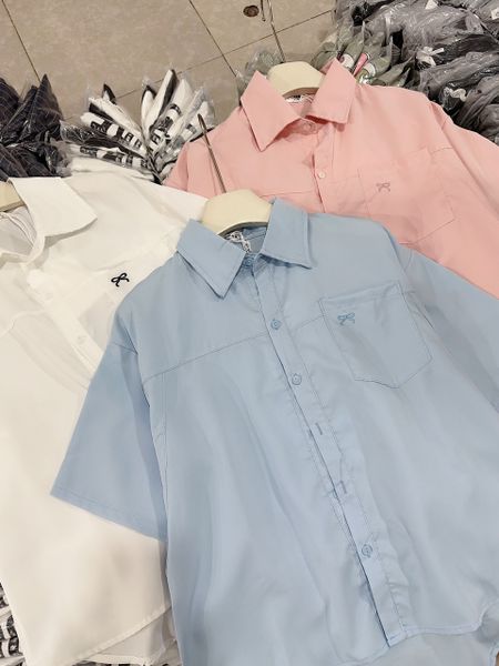  B92-Áo sơ mi thêu nơ chất thô mềm mát Quảng Châu 