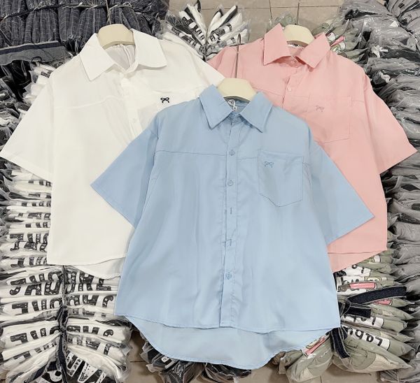  B92-Áo sơ mi thêu nơ chất thô mềm mát Quảng Châu 