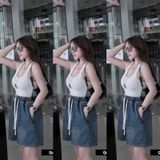  K66-Quần jean ngố xanh đậm mài cạp chun trơn 