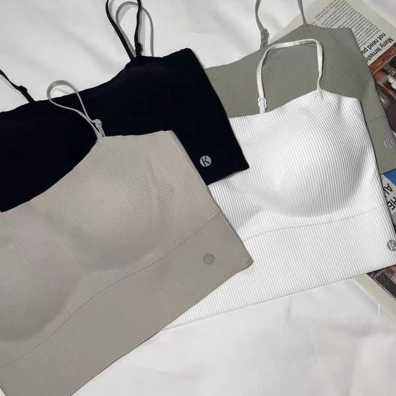  B106-Áo Bra Nữ cotton tăm, trơn basic,2 dây dáng ngắn croptop, hàng QC hot trend 