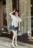  B96-Chân váy jean xếp li có lót trong 