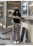  B93-quần kẻ dáng xuông ông rộng hàng xịn loại 1 