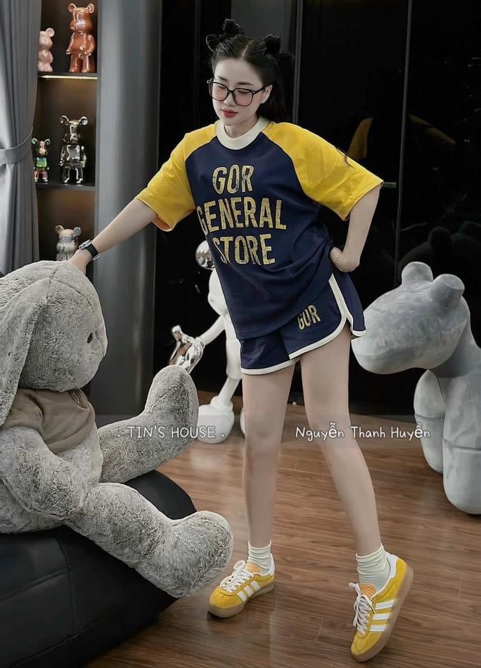  B107-Set Bộ Đồ Nữ Áo Phông Phối Màu THE GENERAL STORE Ngắn Tay Mix Chân Váy 