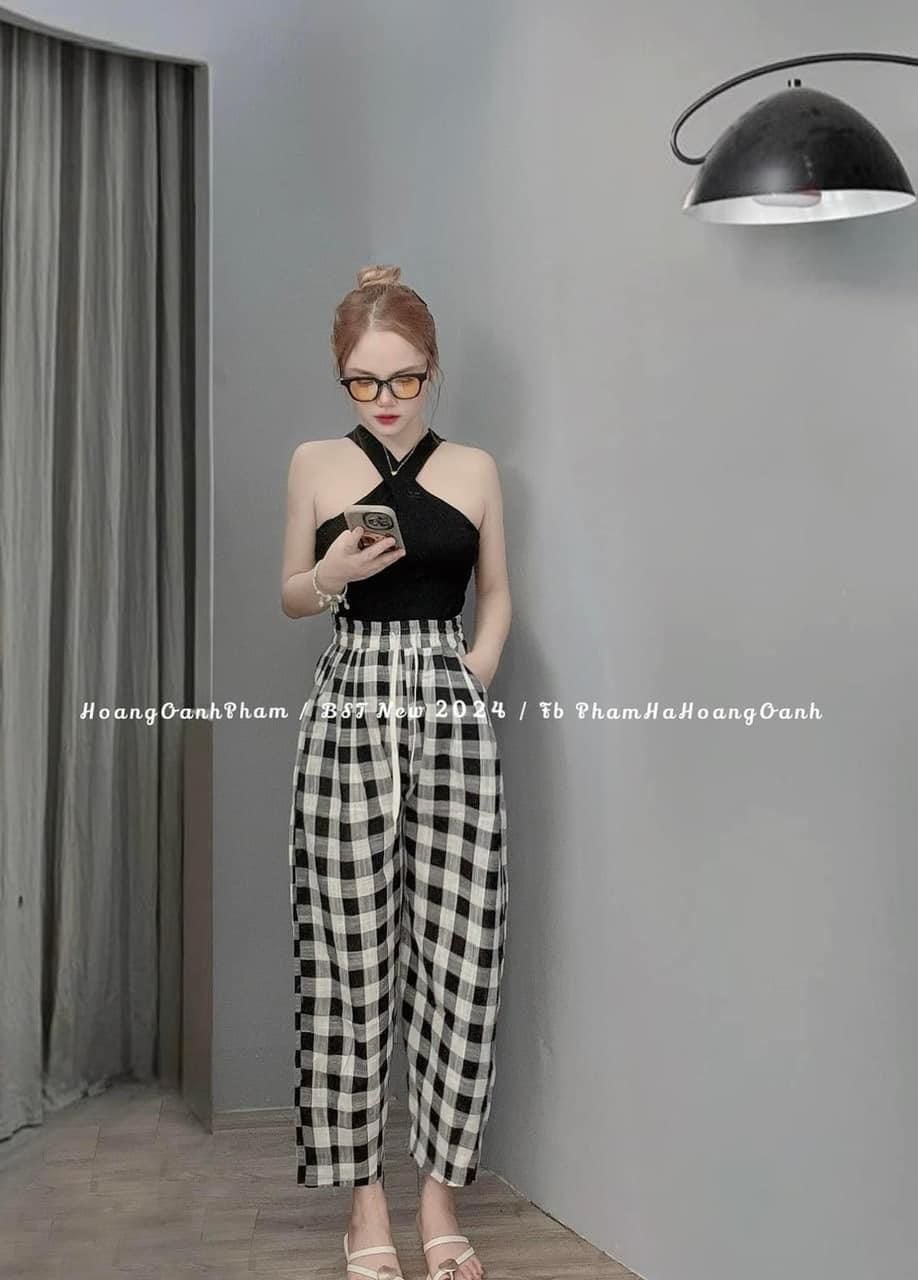  K97-quần kẻ dáng thụng hot hit 