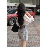  E19-Quần jean ngố thêu nơ túi 