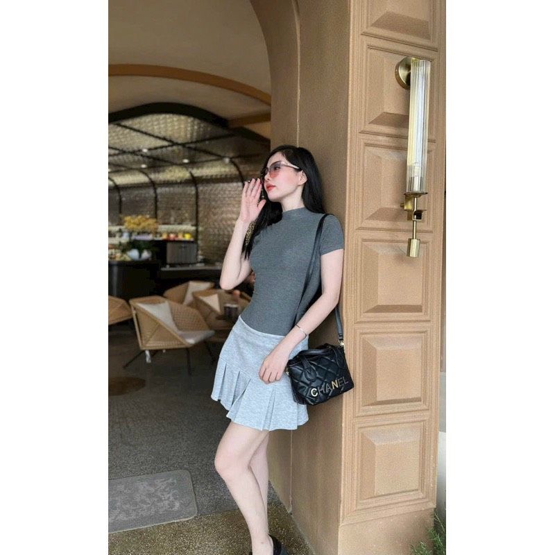  B122-Túi Xách Cnel Trám Mềm Dáng Giỏ Size 20 Phụ Kiện Mới Kèm Dây Đeo Chéo 