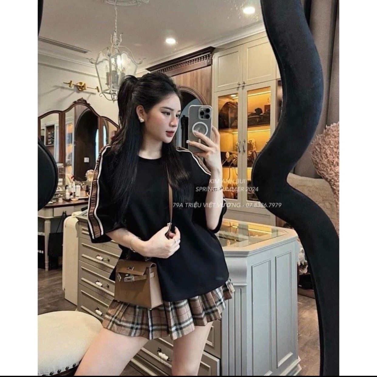  Set bubberry chân váy kẻ C98 