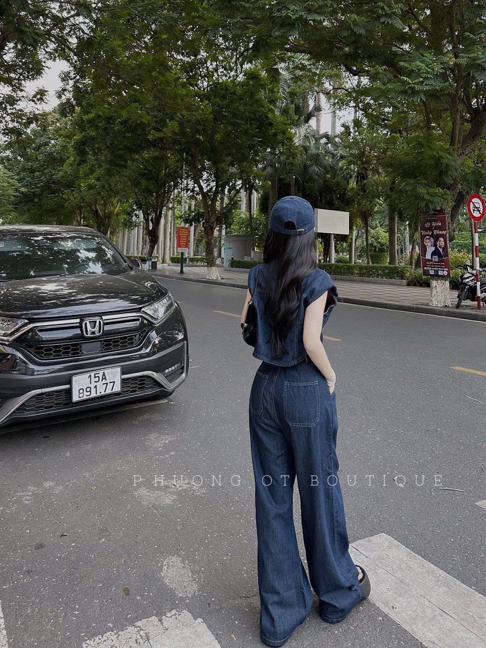  B133-Set bộ bò áo túi ngực quần dài xinh 