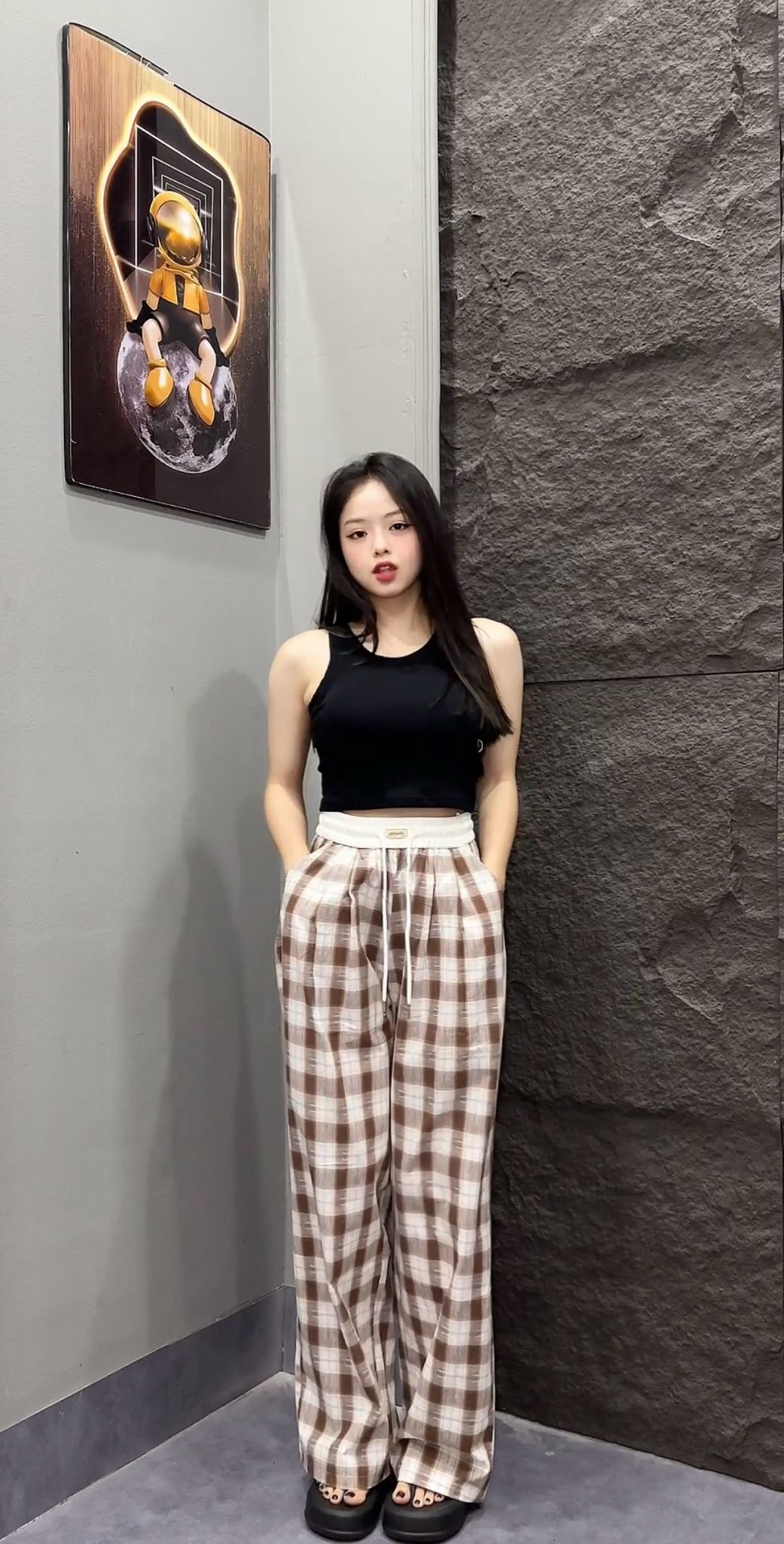  Quần kẻ ống xuông B63 