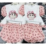  Set bộ ngủ quần phồng Cô bé cute E106 
