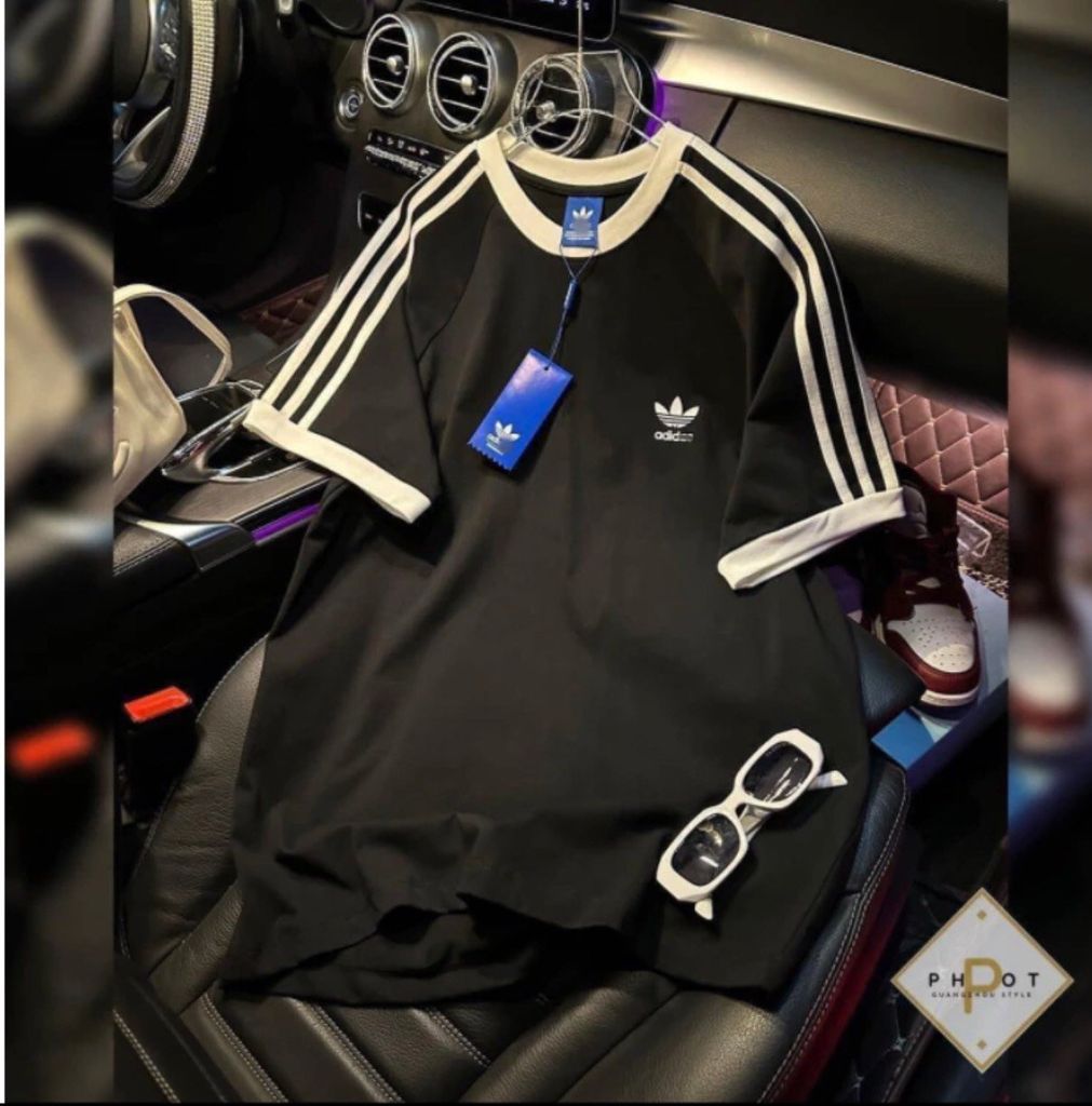  Bộ adidas đen tay kẻ trắng C16 