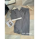  B104-Set áo sát nách quần ống suông siêu hách dáng 