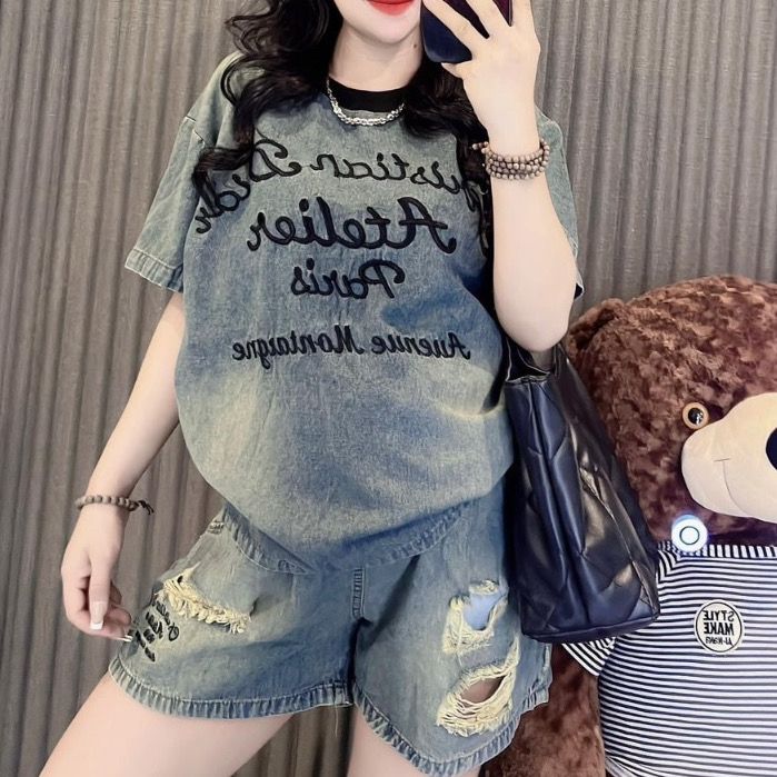  Set bò áo chữ quần rách B11 