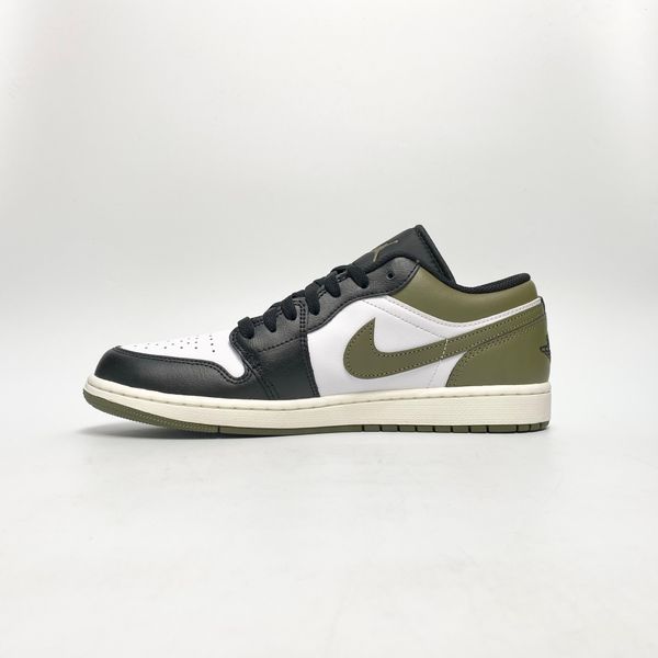  NIKE AIR JORDAN 1 LOW BLACK TOE MEDIUM OLIVE 553558-092 
