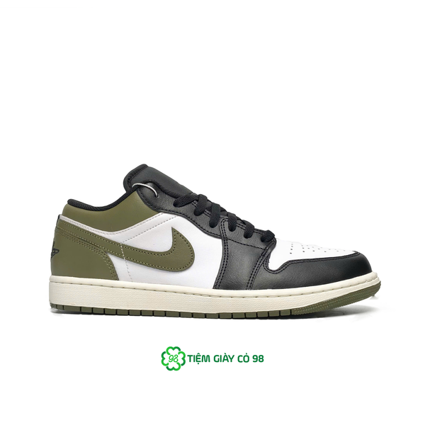  NIKE AIR JORDAN 1 LOW BLACK TOE MEDIUM OLIVE 553558-092 