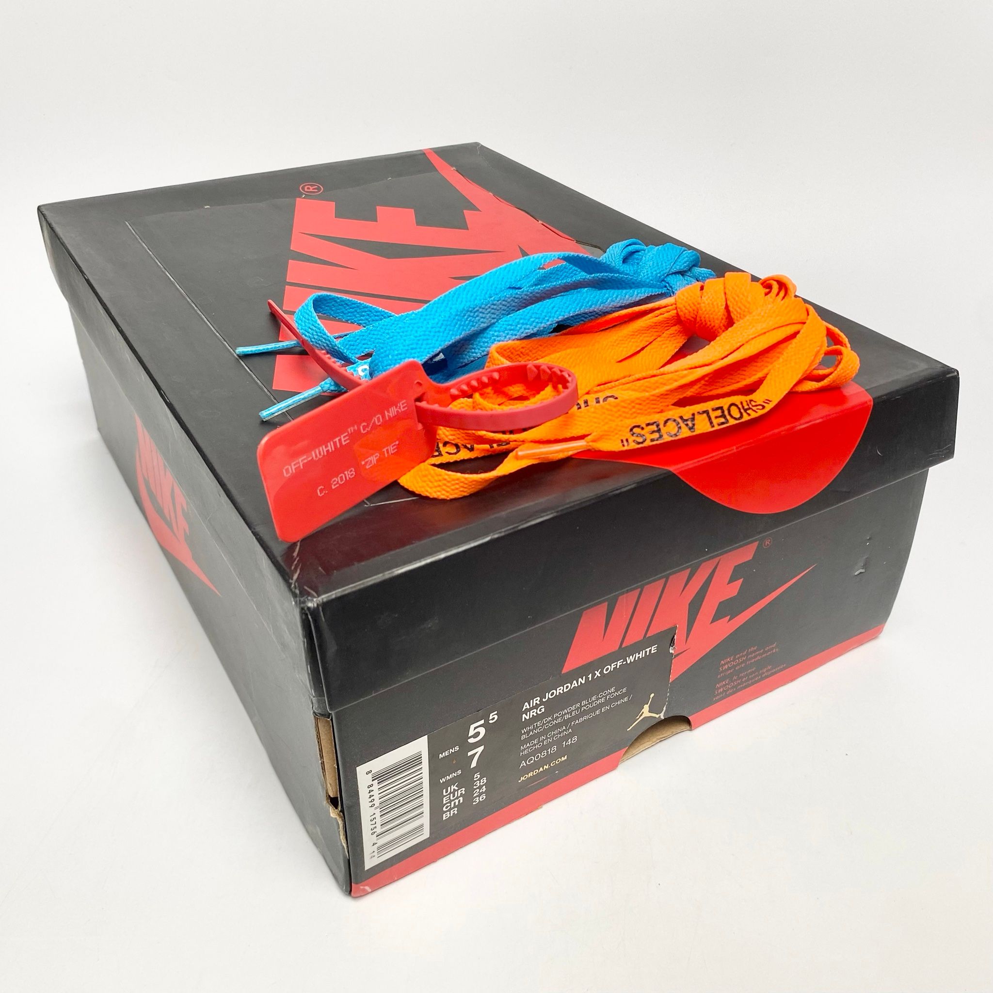  NIKE AIR JORDAN 1 X OFF-WHITE UNIVERSITY BLUE AQ0818-148 