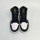  NIKE JORDAN 1 MID BLACK UNIVERSITY GOLD - 554724-177 