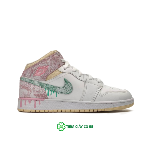  NIKE AIR JORDAN 1 MID FEATURES PAINT DRIP DD1666-100 