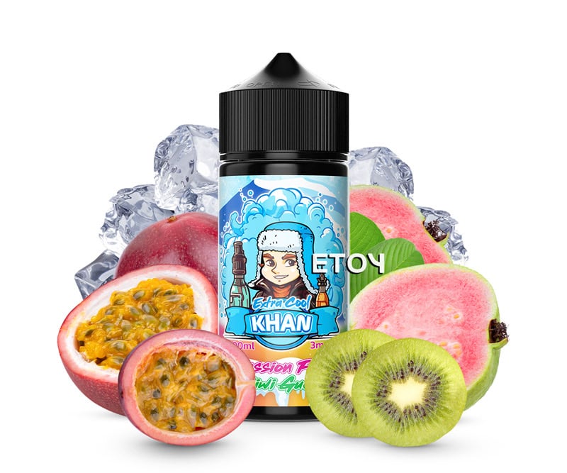 Khan Extra Cool Passion Fruit Kiwi Guava 100ml - Tinh Dầu Vape Pod Chính Hãng