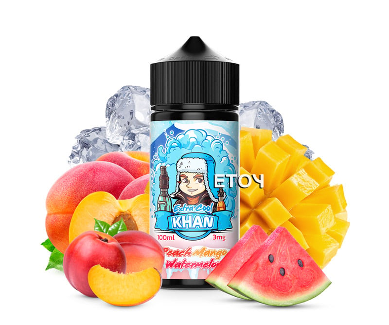 Khan Extra Cool Peach Mango Watermelon 100ml - Tinh Dầu Vape Pod Chính Hãng