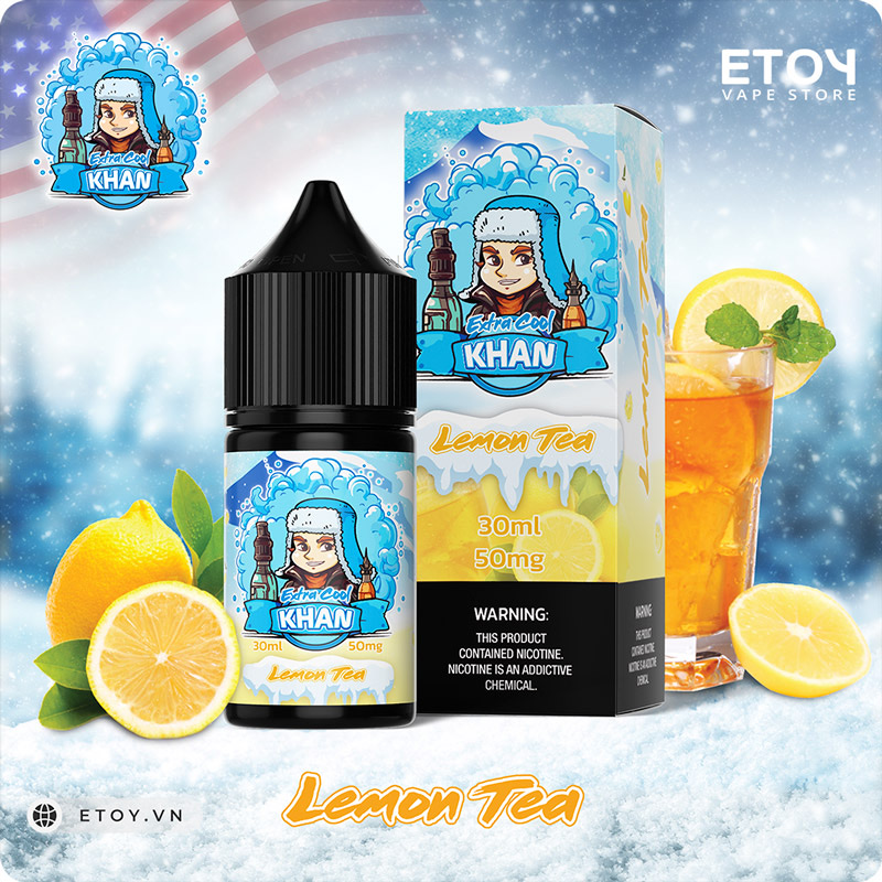 Khan Extra Cool Salt Lemon Tea 30ml - Tinh Dầu Vape Mỹ