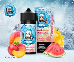 Khan Extra Cool Peach Mango Watermelon 100ml - Tinh Dầu Vape Pod Chính Hãng