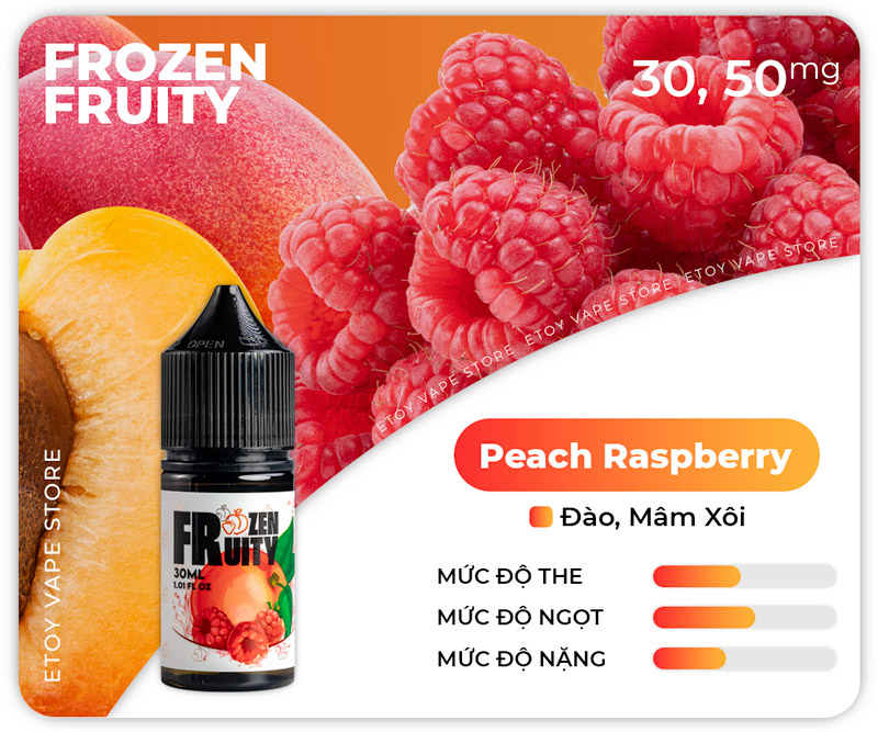 Thông tin Frozen Fruity Iced Peach Raspberry Salt 30ml - Tinh Dầu Vape Pod Chính Hãng