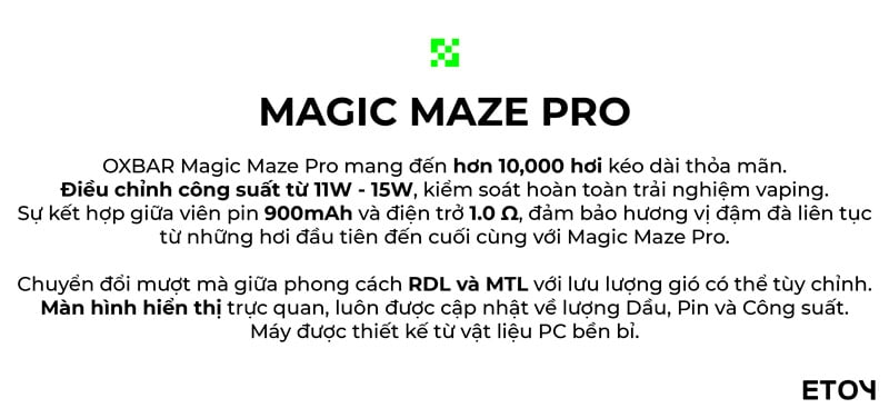 Vape Pod Dùng 1 Lần Oxbar Magic Maze Pro 10000 Hơi