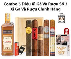 Combo 5 Điếu Cigar Và Rượu Số 3 - Cigar Và Rượu Chính Hãng