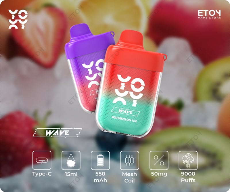 Yoxy Wave Watermelon Strawberry - Vape Pod 1 Lần 9000 Hơi