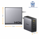  Củ sạc GaN Pisen Bolt Pro 140W, tản nhiệt thế hệ mới, PD3.1 