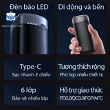  Sạc dự phòng Pisen Pro PD65 20.000mAh nhỏ gọn, sạc được Laptop 