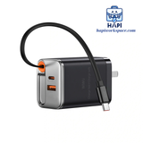  Củ sạc nhanh GaN WiWU Helix 67W tích hợp cáp rút Type-C 