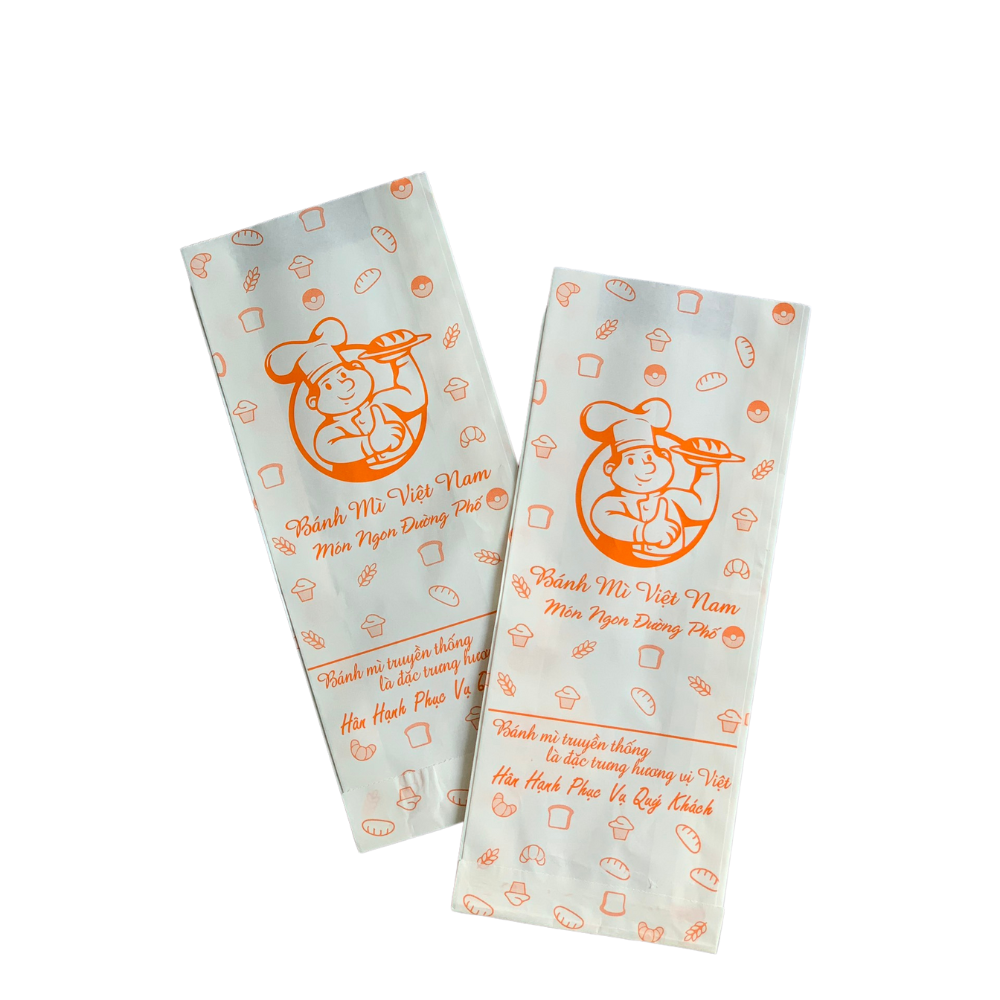  Túi Giấy Bánh Mì In Sẵn - Giấy Trắng - Nhiều Mẫu 