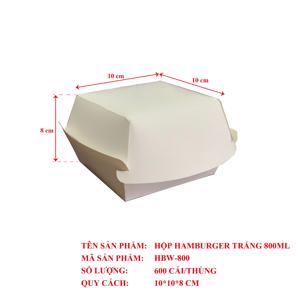  Hộp Giấy Hamburger - Trắng Nâu - Nhiều Kích Thước 