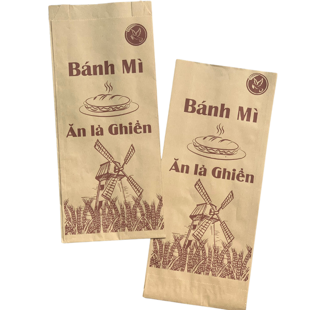  Túi Giấy Bánh Mì In Sẵn - Giấy Nâu - Nhiều Mẫu | Khôi Thịnh 