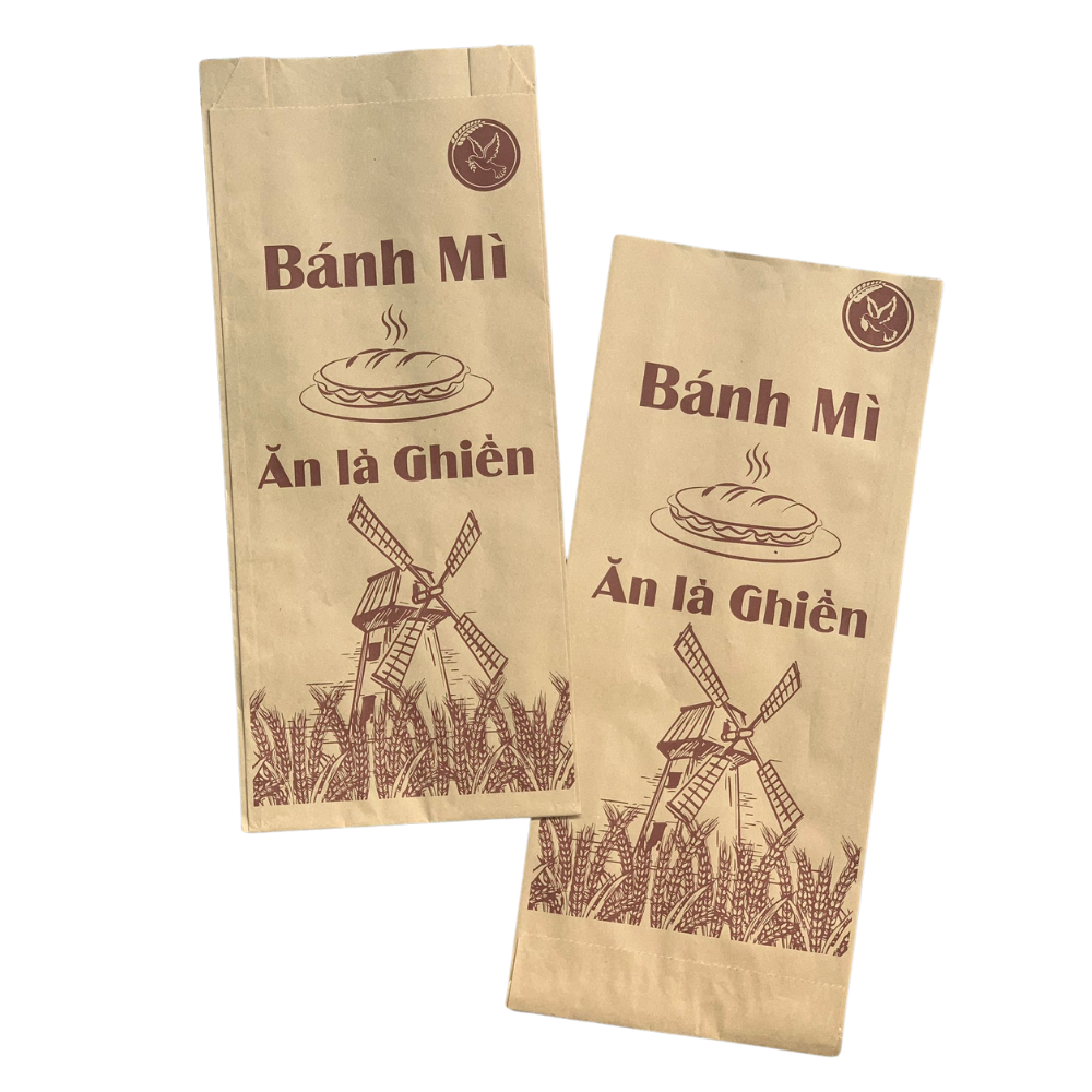 Túi Giấy Bánh Mì In Sẵn - Giấy Nâu - Nhiều Mẫu 