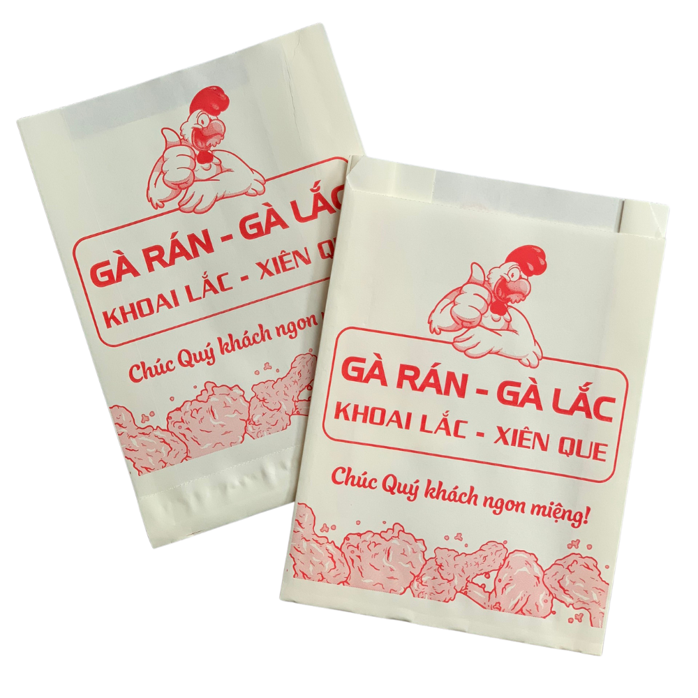  Túi Giấy Gà Rán - Trắng Nâu - Nhiều Mẫu 