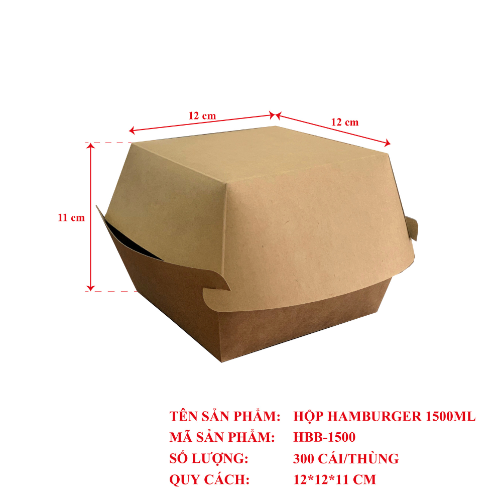  Hộp Giấy Hamburger - Trắng Nâu - Nhiều Kích Thước 