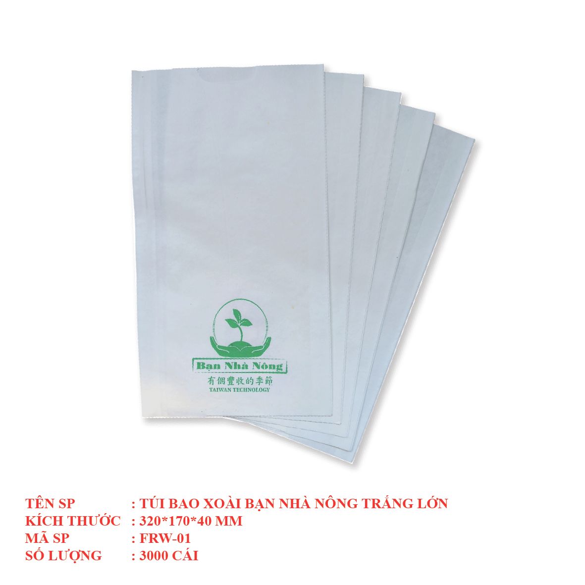  Túi Giấy Bao Xoài Trắng Một Lớp - Nhiều Size 
