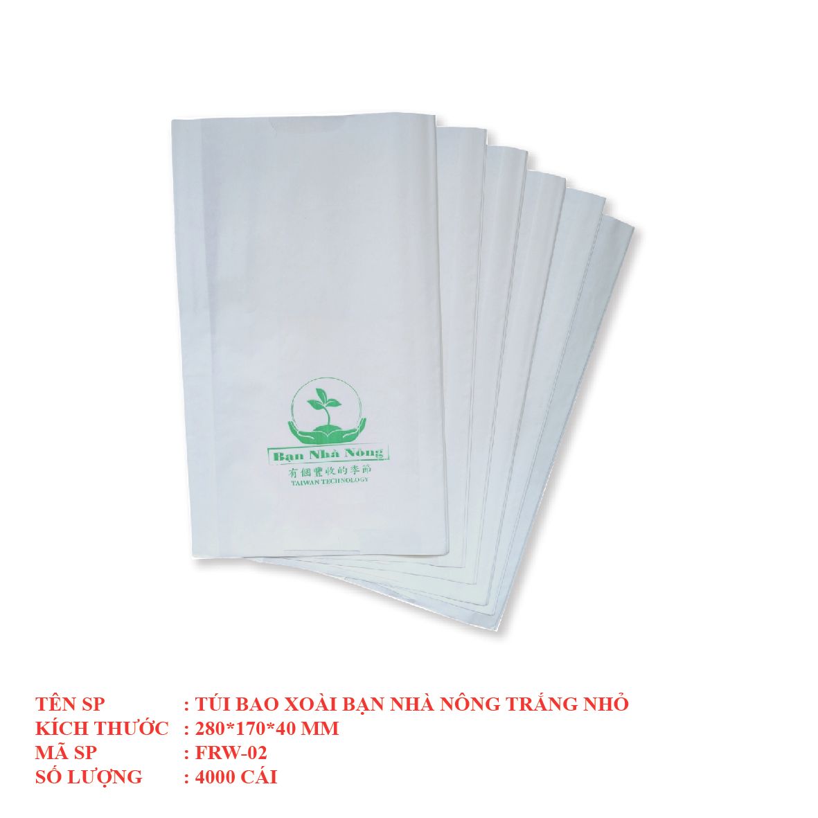  Túi Giấy Bao Xoài Trắng Một Lớp - Nhiều Size 