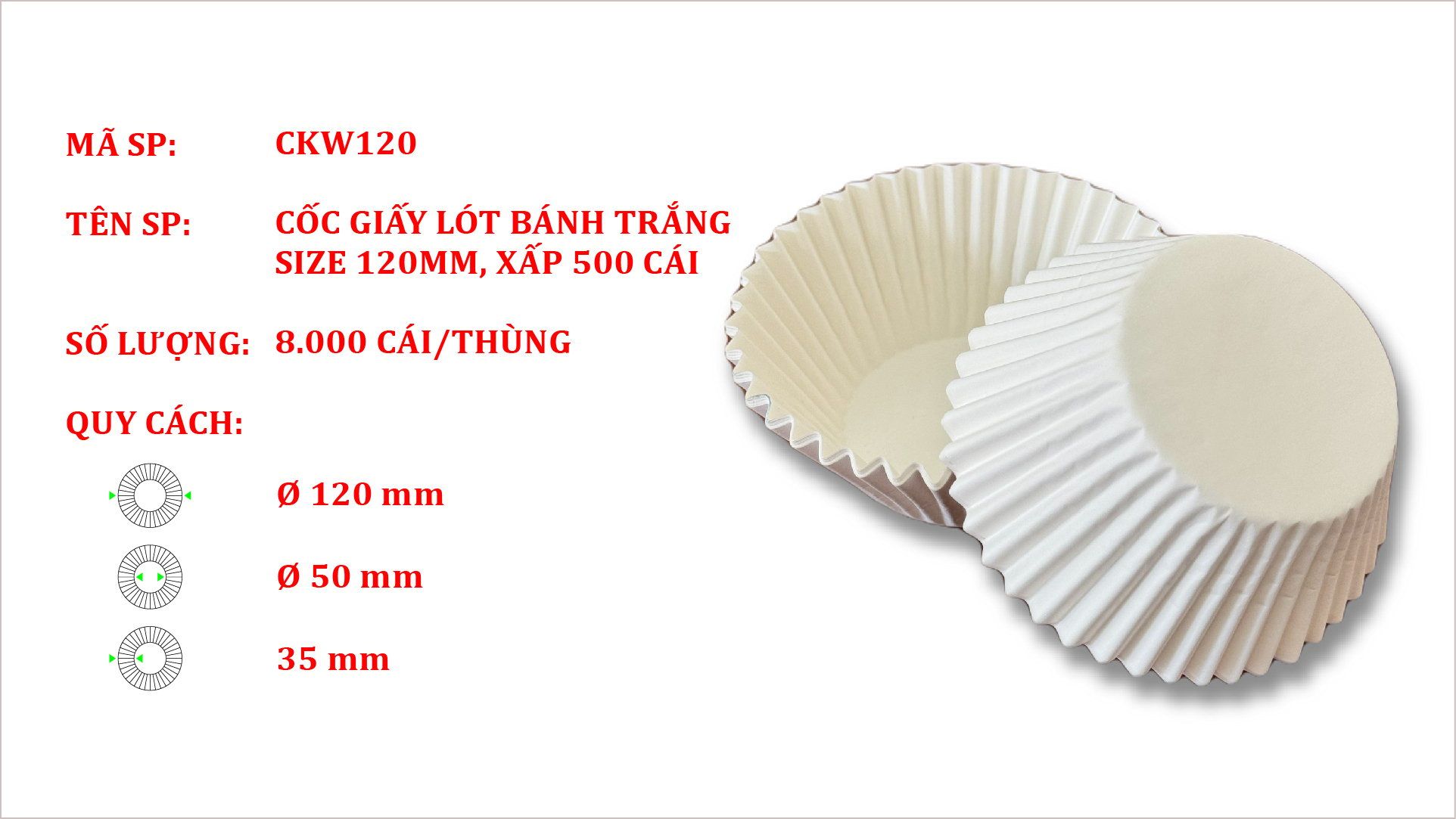  Cốc Giấy Lót Bánh - Size 120mm | Khôi Thịnh 