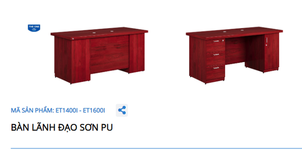 BÀN LÀM VIỆC TRƯỞNG PHÒNG ET1600I